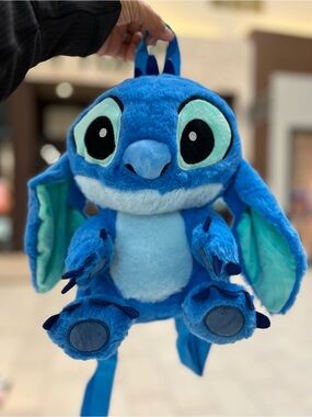 Disney Blue Stitch Plush Backpack with Aqua Accents